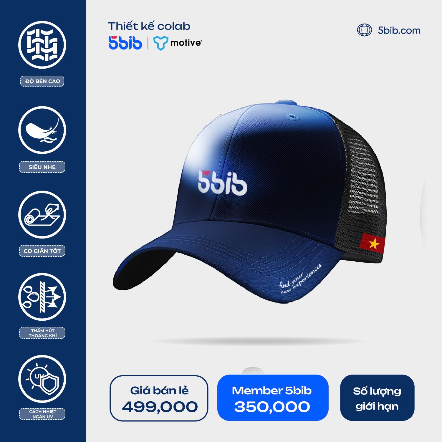 MŨ/ NÓN THỂ THAO TRUCKER CAP 5BIB