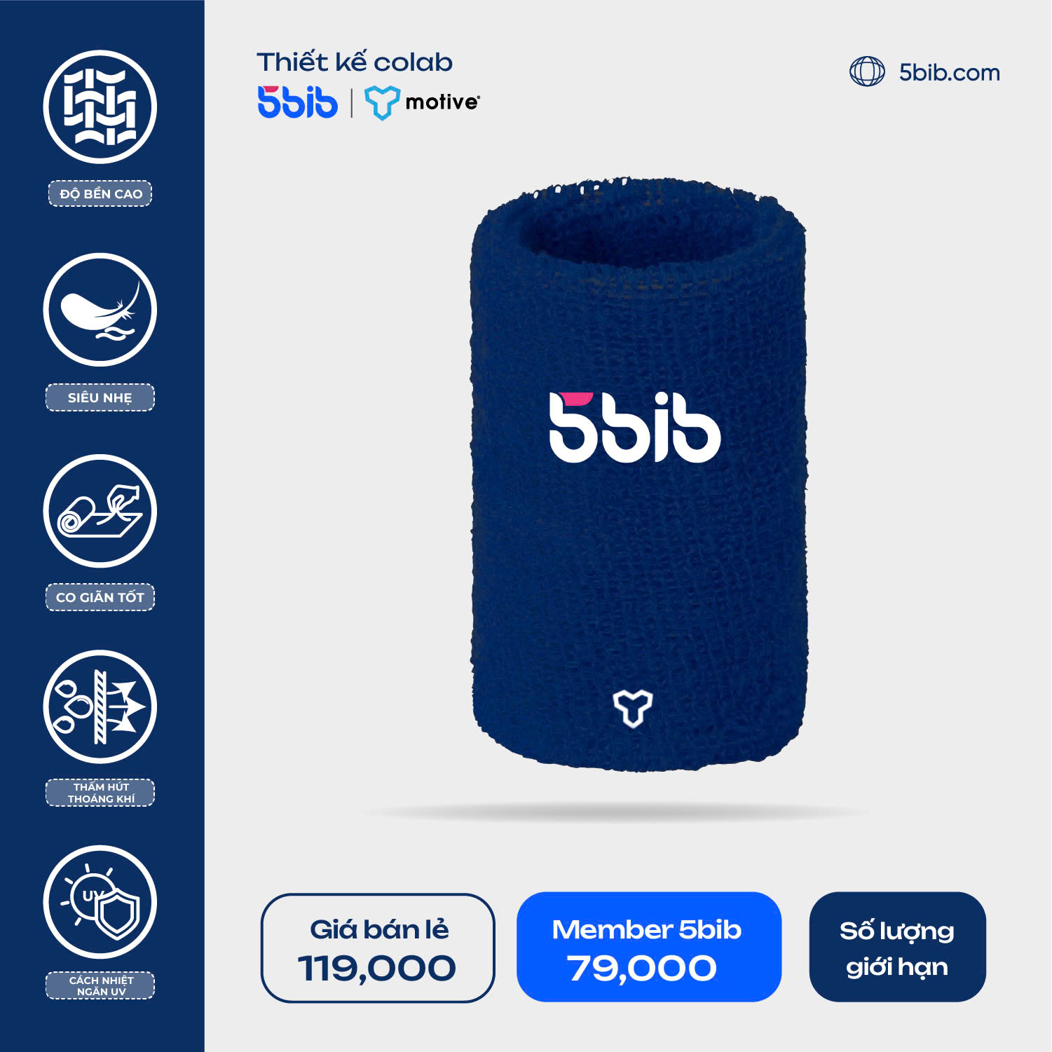 BĂNG CỔ TAY THẤM MỒ HÔI SWEATBANDS 5BIB