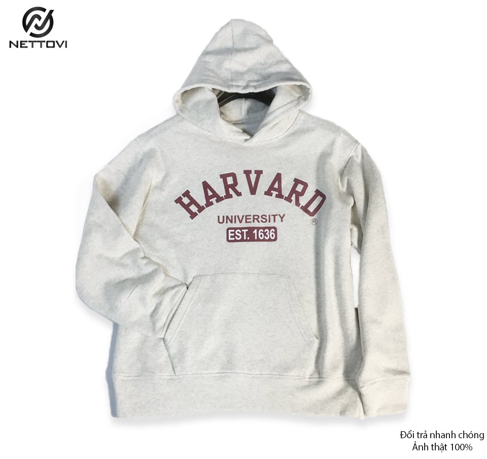 Áo Hoodie unisex form rộng có mũ chất bỉ bông - Be