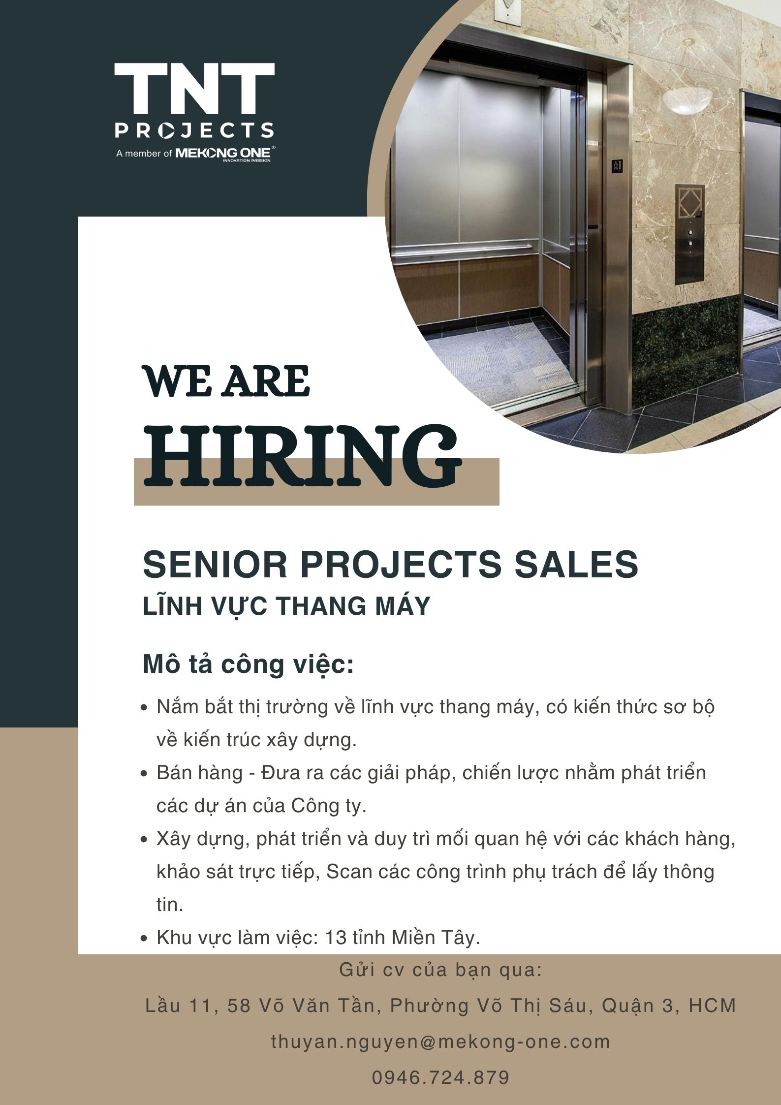 Tuyển dụng Senior Projects Sales ( Lĩnh vực thang máy)