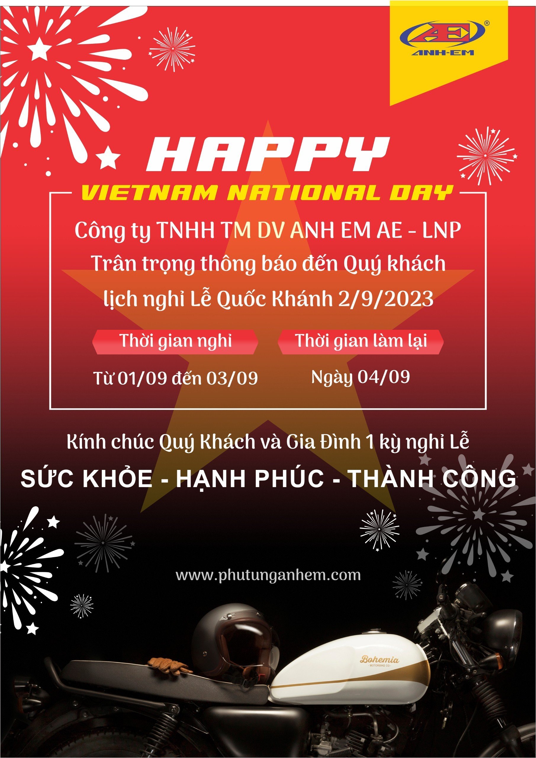 THÔNG BÁO NGHỈ LỄ 2/9