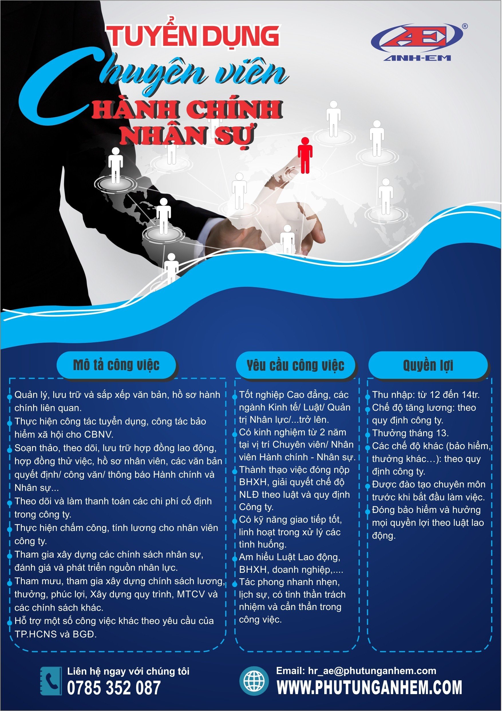 Tuyển Dụng Chuyên Viên Hành Chính Nhân Sự