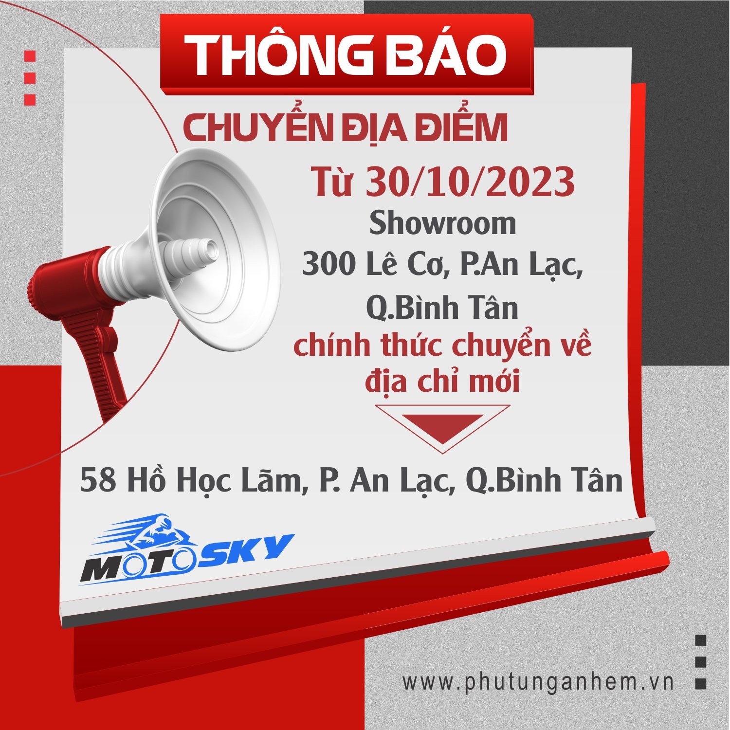 THÔNG BÁO DỜI ĐỊA ĐIỂM SHOWROOM