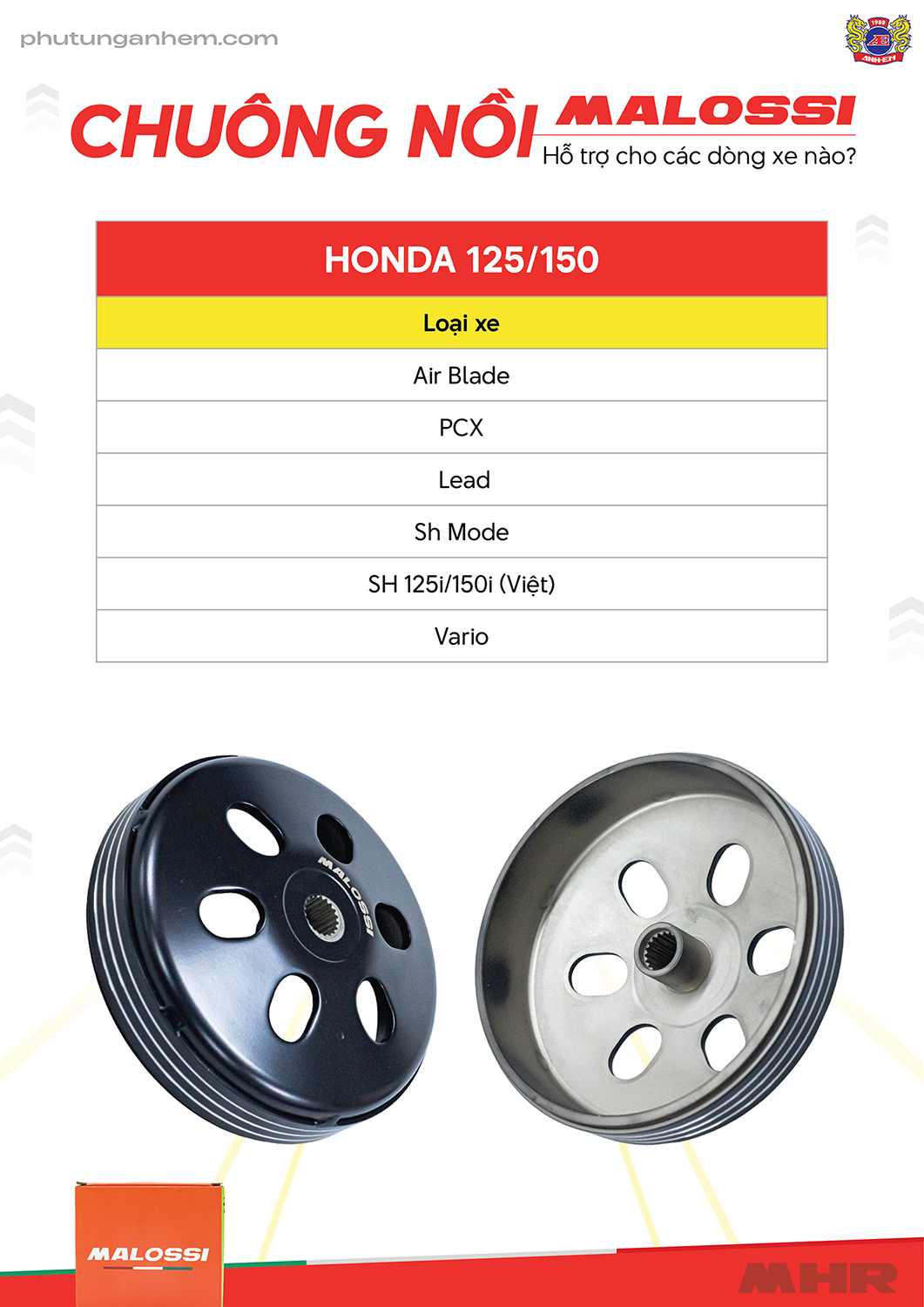 Chuông nồi cho Honda chính hãng Malossi