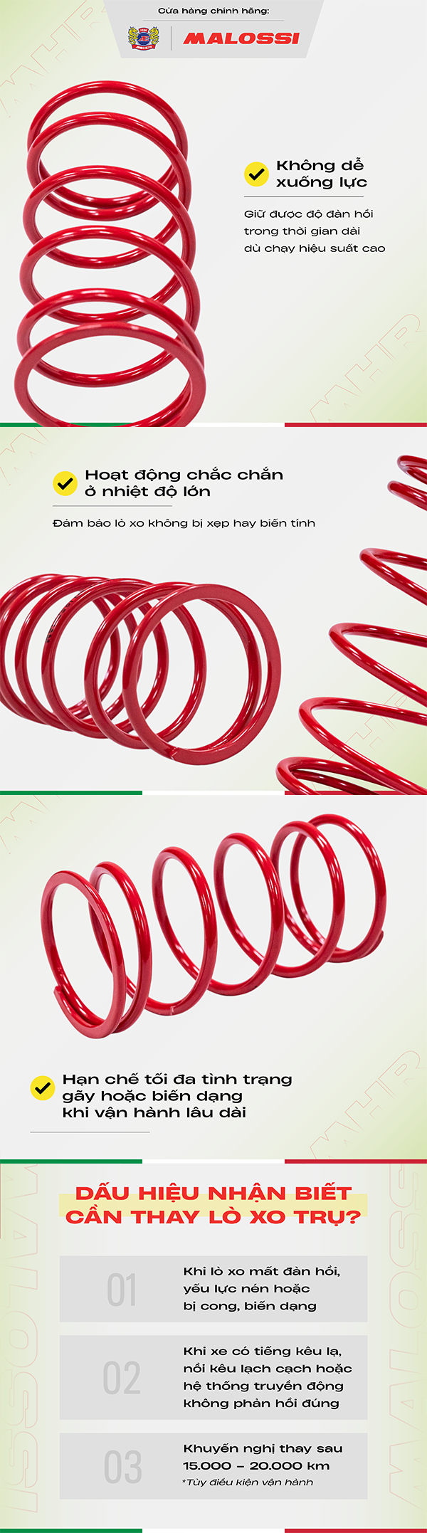 lò xo trụ 10% cho Honda chính hãng Malossi