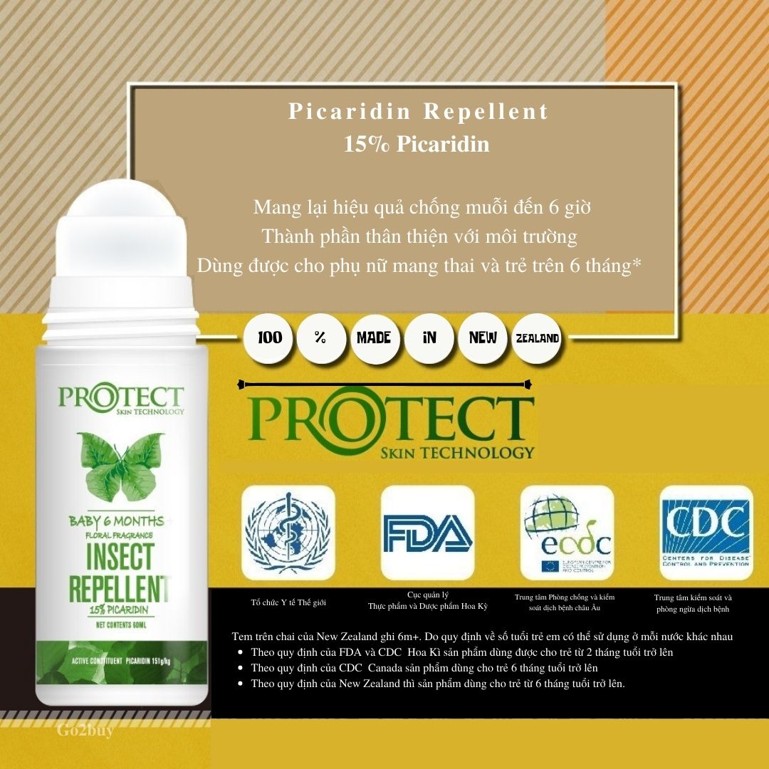 [Không hộp] Chai lăn chống muỗi và côn trùng cho trẻ nhỏ và phụ nữ mang thai từ New Zealand 15% Picaridin - Không mùi