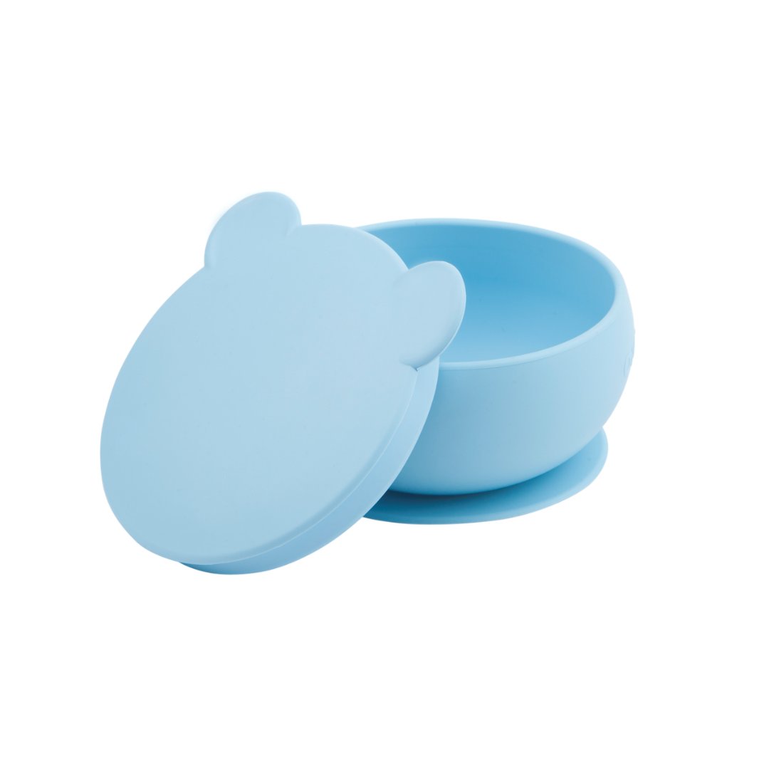 Chén ăn dặm silicone có nắp đậy hình gấu | Minikoioi Bowly | Chính hãng, châu Âu, Thổ Nhĩ Kỳ