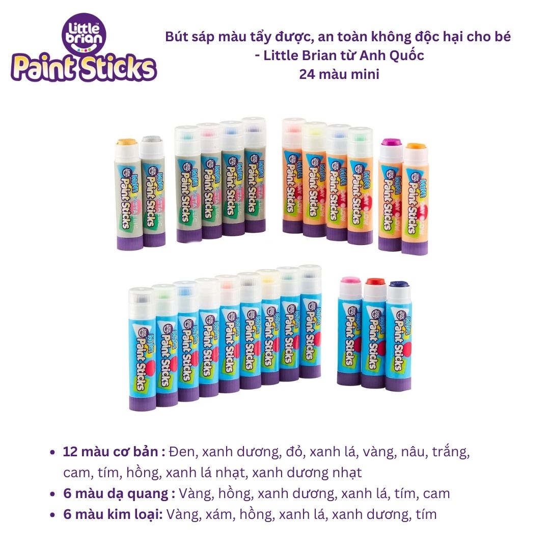 Bút sáp màu an toàn, tẩy được Little Brian - Kích thước nhỏ (Nhập khẩu UK)