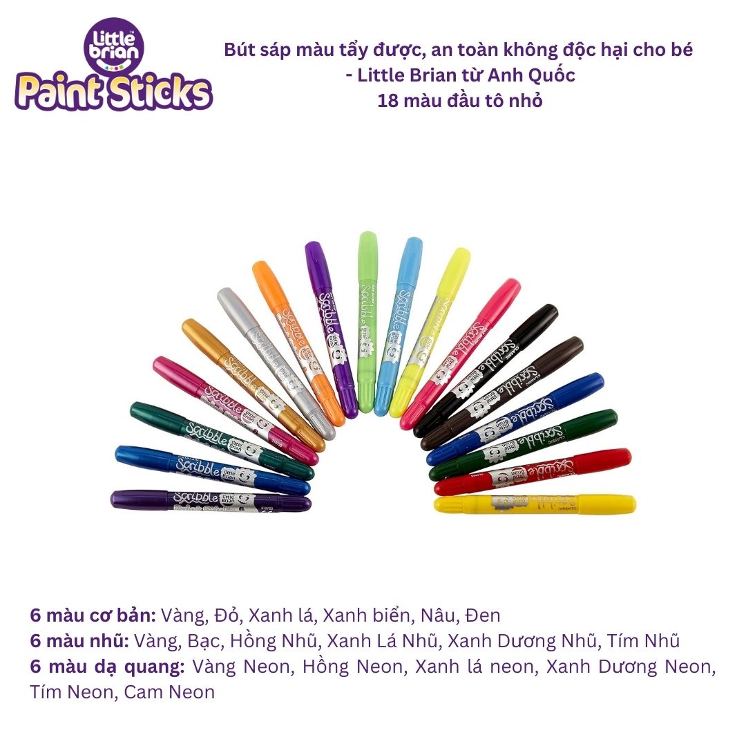 [TỔNG HỢP] Bút sáp màu tẩy an toàn, được Little Brian - Phiên bản đặc biệt (Nhập khẩu UK)