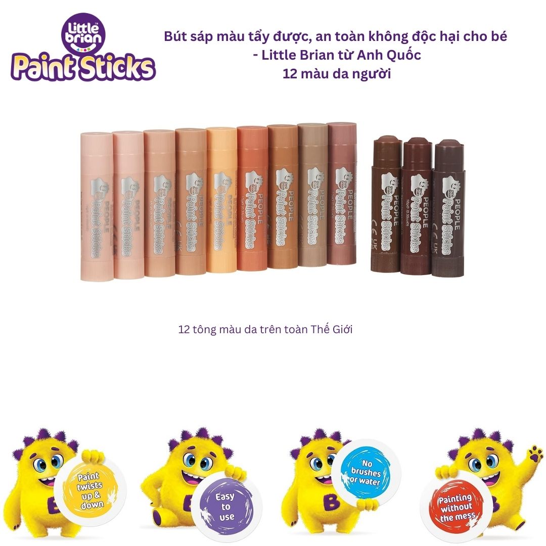 Bút sáp màu tẩy được Little Brian - 12 màu da