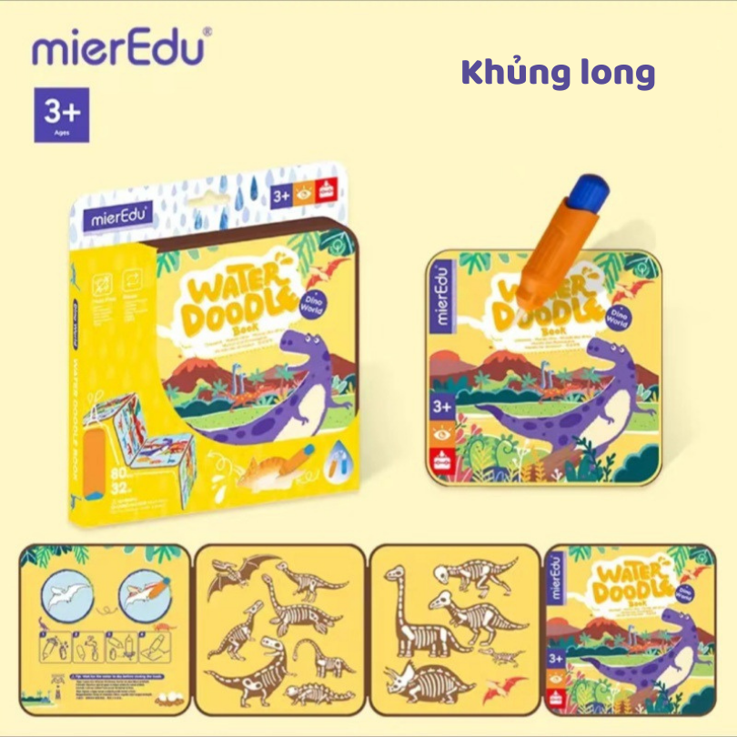 Sách tô màu nước ma thuật _ Thế giới Khủng long (chính hãng Úc)