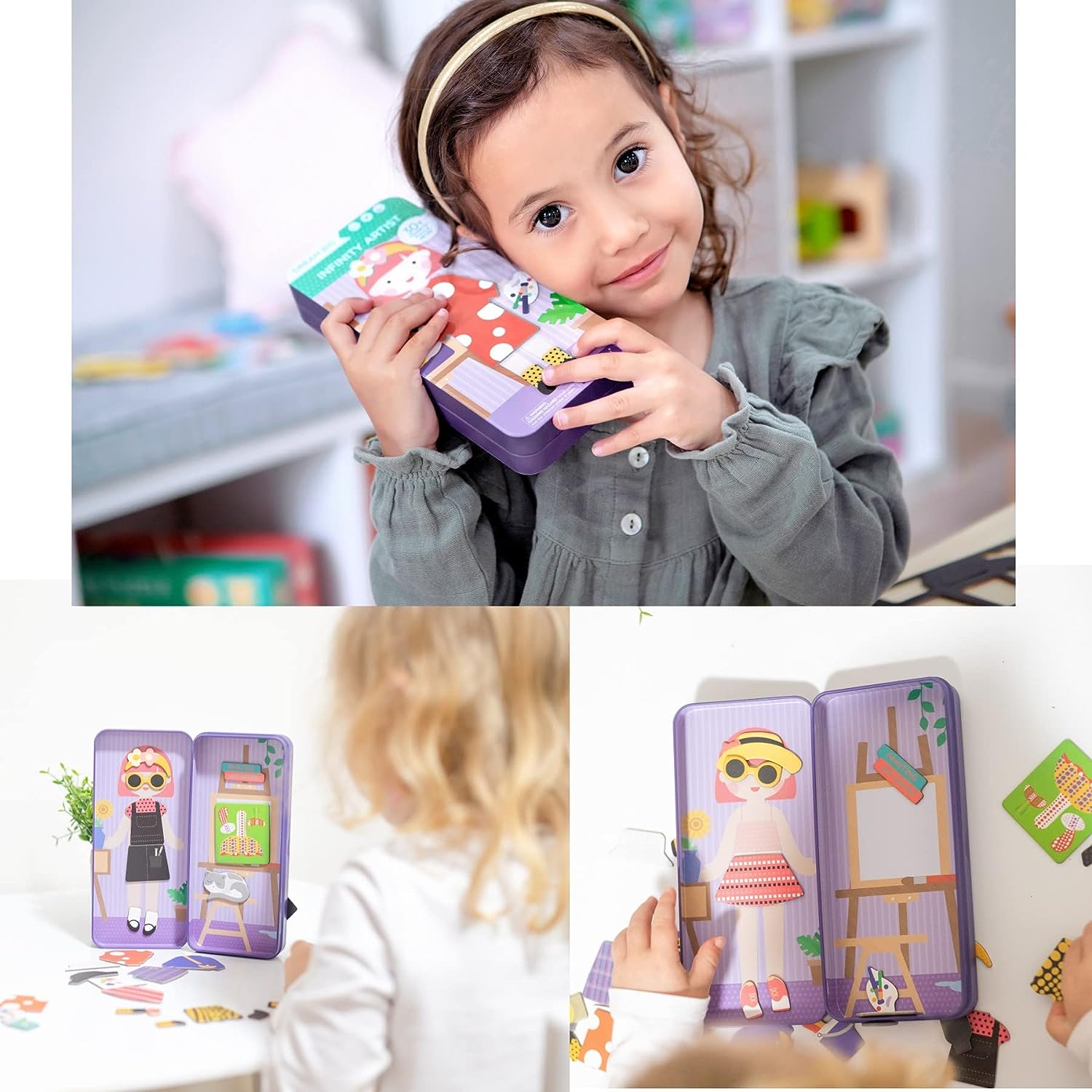 Hộp bút kèm mảnh ghép hình nam châm - Chủ đề Nghề nghiệp bé gái (Combo 3 hộp)