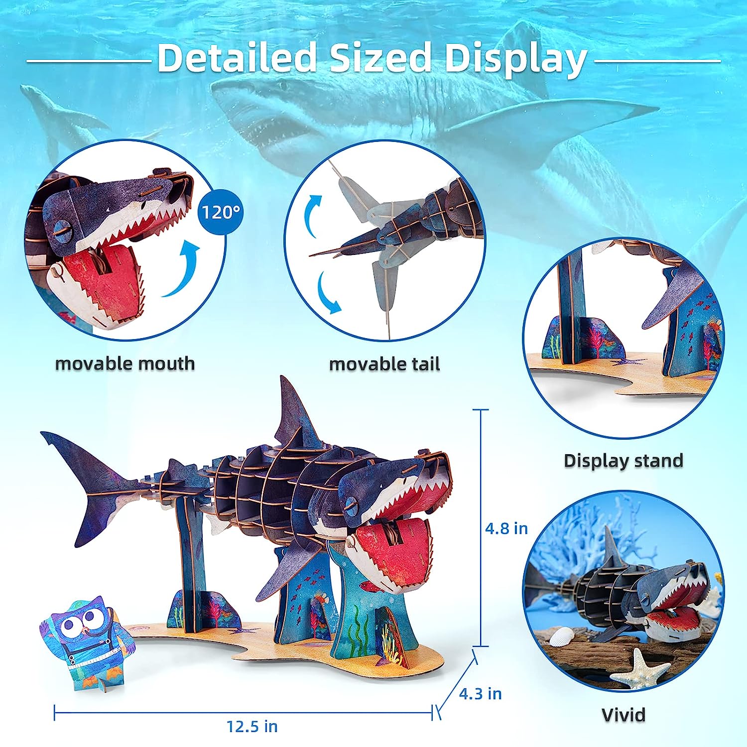 Bộ xếp mô hình 3D cử động được_Cá mập trắng