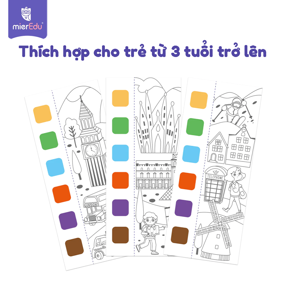Sổ tô màu nước bỏ túi (kèm cọ và màu khô)_Vòng quanh thế giới