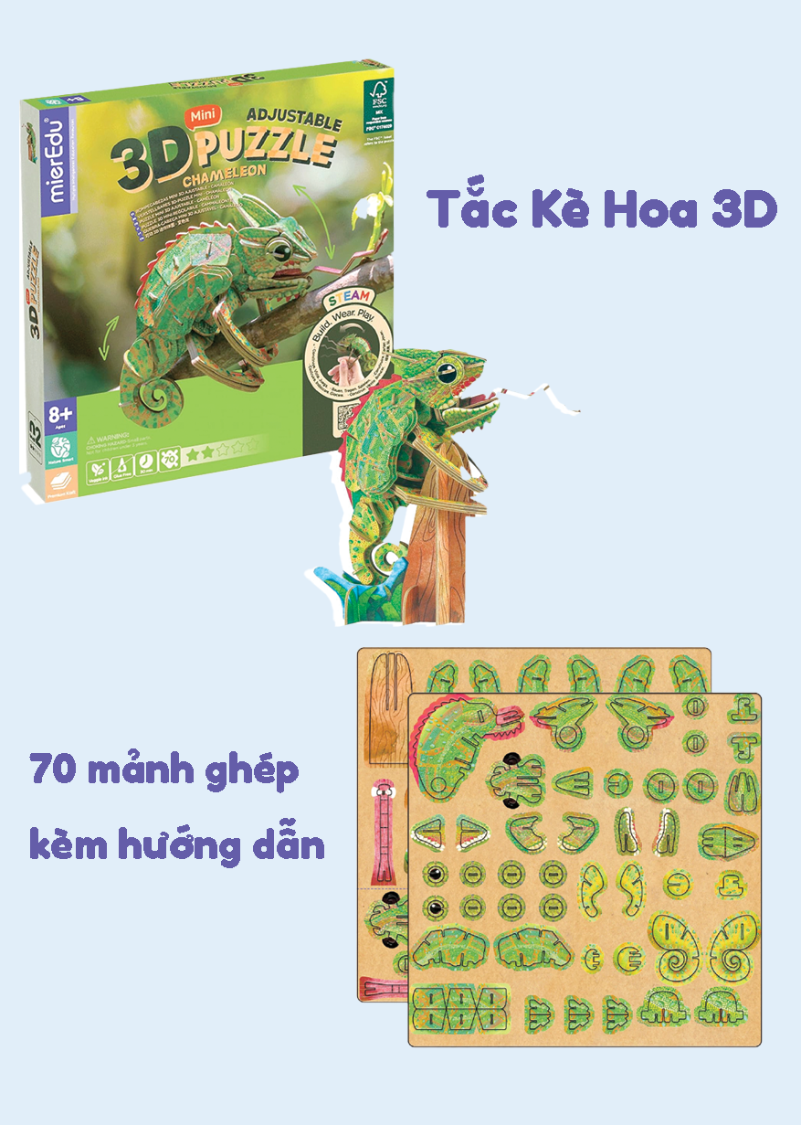 Bộ Xếp Hình 3D Mini – Tắc kè hoa