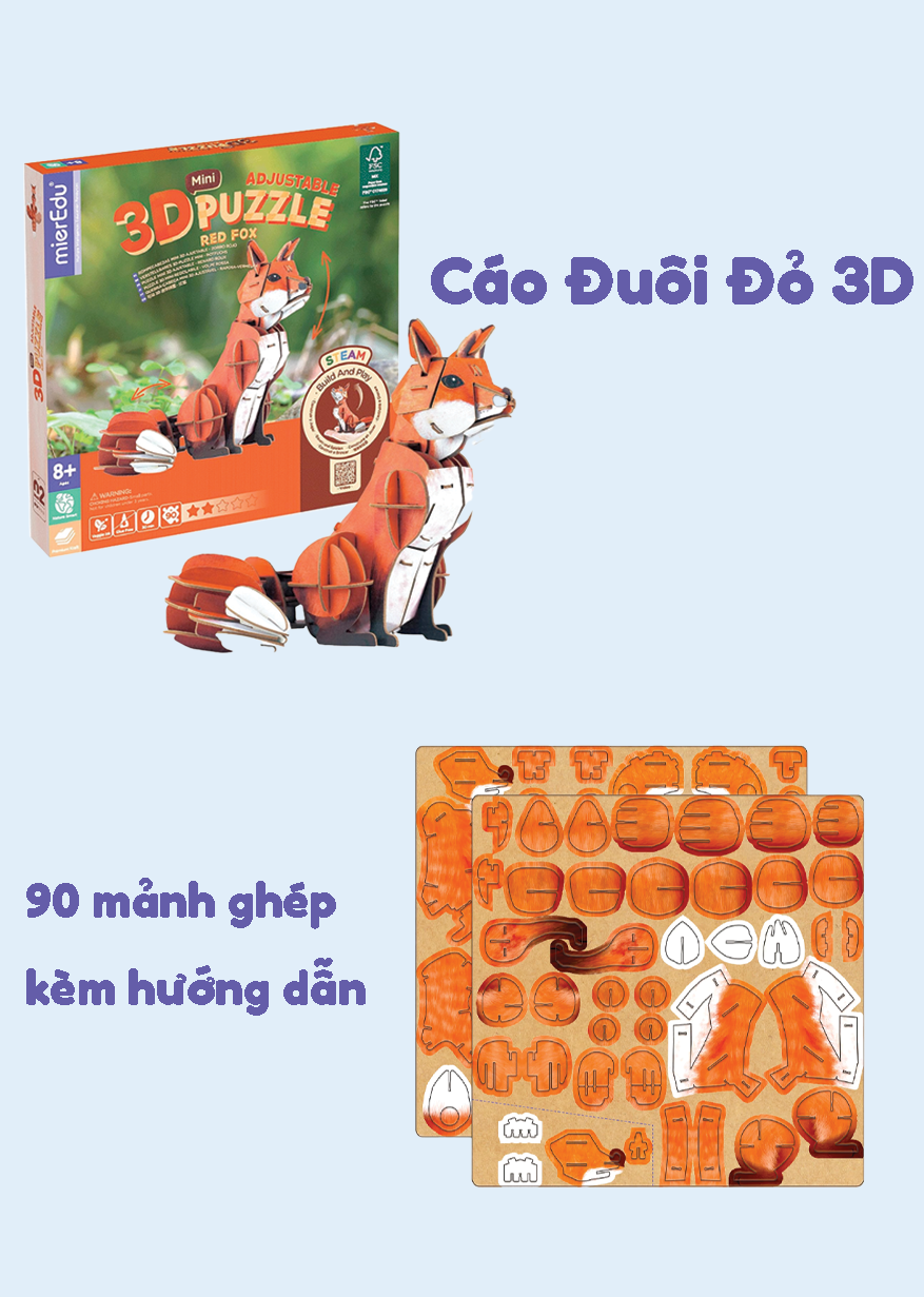 Bộ Xếp Hình 3D Mini – Cáo Đuôi Đỏ