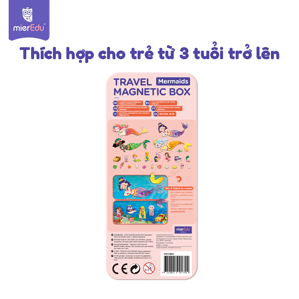 Hộp bút kèm mảnh ghép nam châm _ Nàng tiên cá