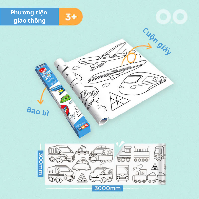 Cuộn tranh tô màu 3m theo chủ đề _Phương tiện giao thông