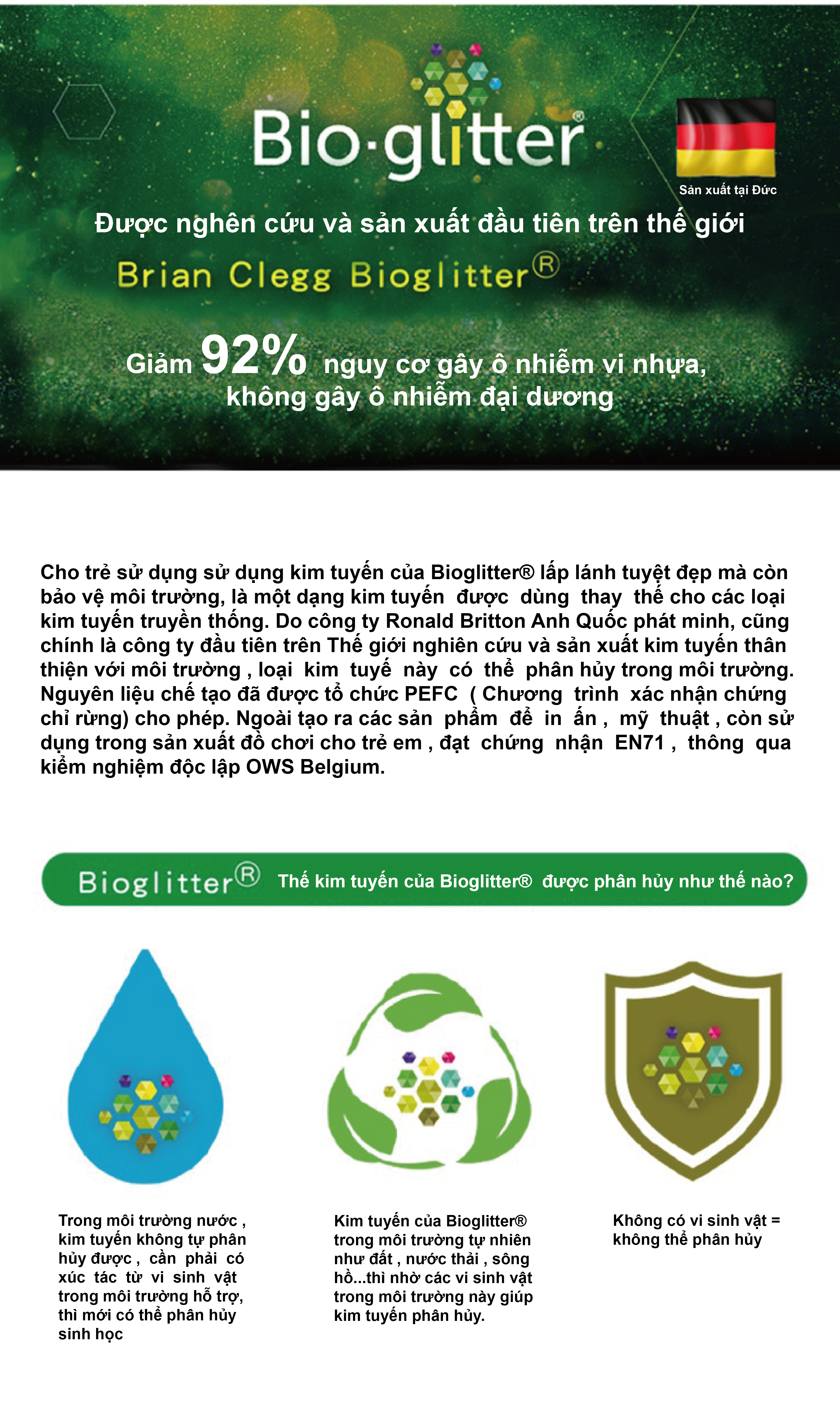 Kim tuyến thân thiện với môi trường Bio - Biodegradable Glitter (Brian Clegg -Anh quốc)