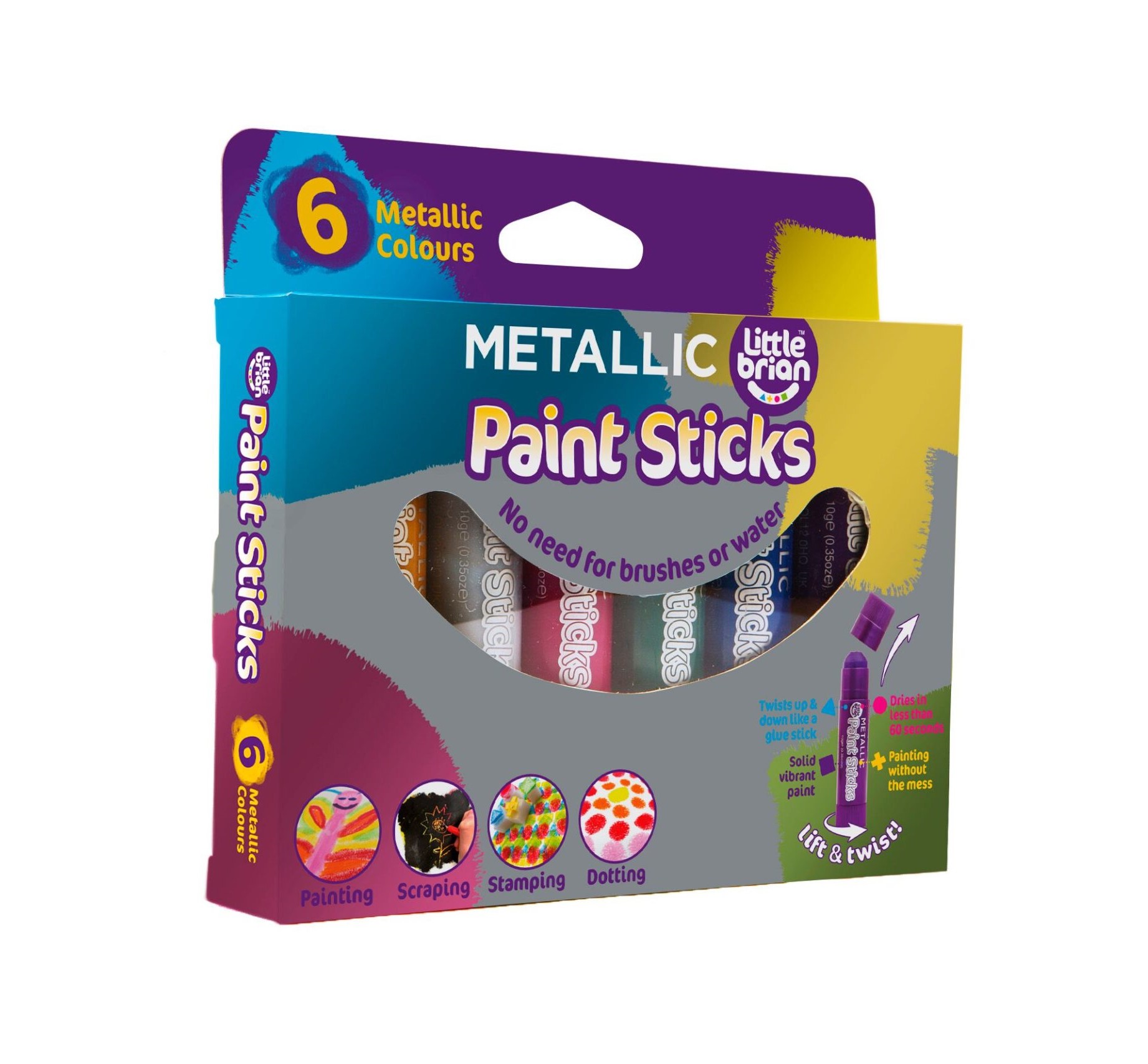 Bút sáp 6 màu kim tuyến - An toàn, dễ tẩy rửa từ Anh Quốc