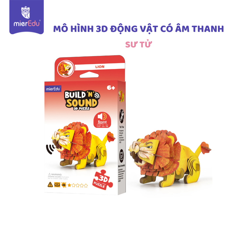 Bộ lắp ghép 3D chi tiết mierEdu - Động vật có âm thanh chân thật