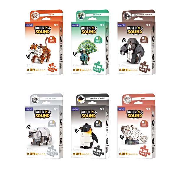 Bộ lắp ghép 3D chi tiết mierEdu - Động vật có âm thanh chân thật