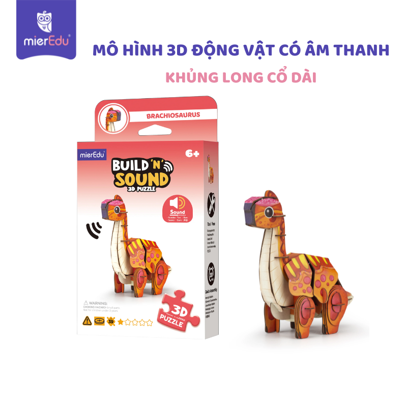 Bộ lắp ghép 3D chi tiết mierEdu - Động vật có âm thanh chân thật
