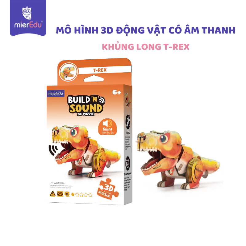 Bộ lắp ghép 3D chi tiết mierEdu - Động vật có âm thanh chân thật