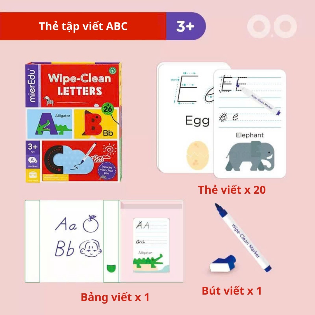 Bé tập viết chữ cái ABC và đếm số 123 _ Thẻ viết xóa