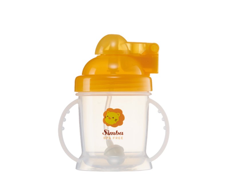 Ly tập uống hút tự động 180ml - màu cam Simba 6m+