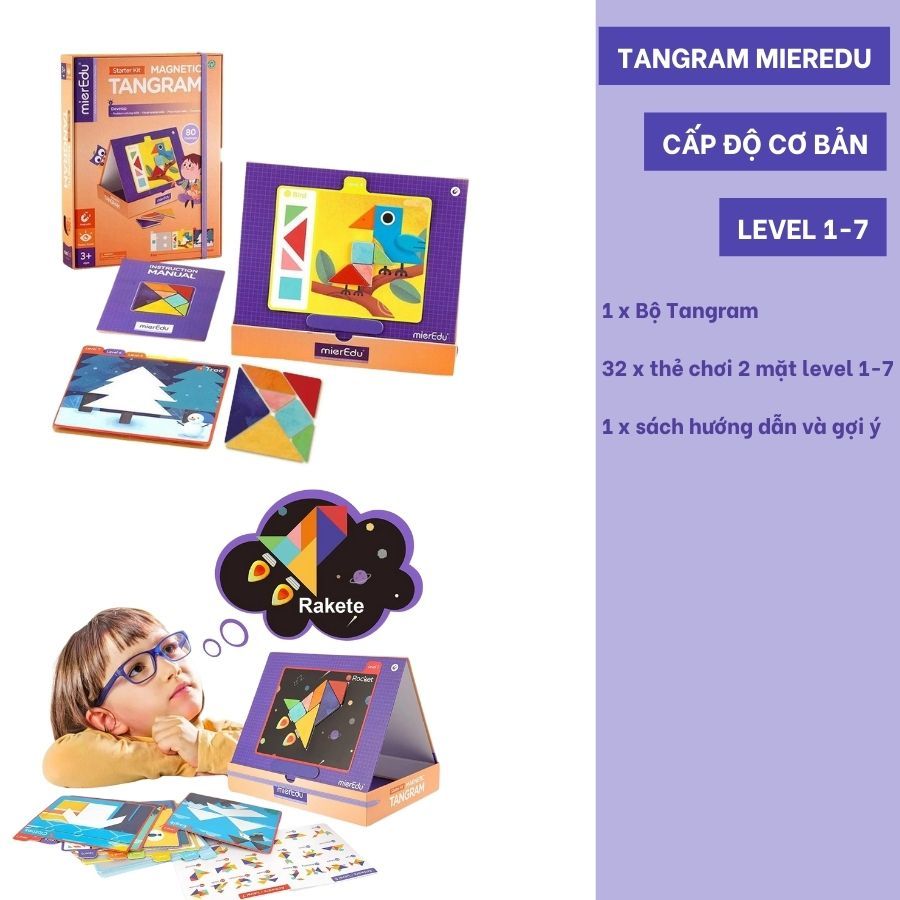 Bộ đồ chơi lắp ráp thông minh – Tangram Cấp độ cơ bản (1 người chơi)