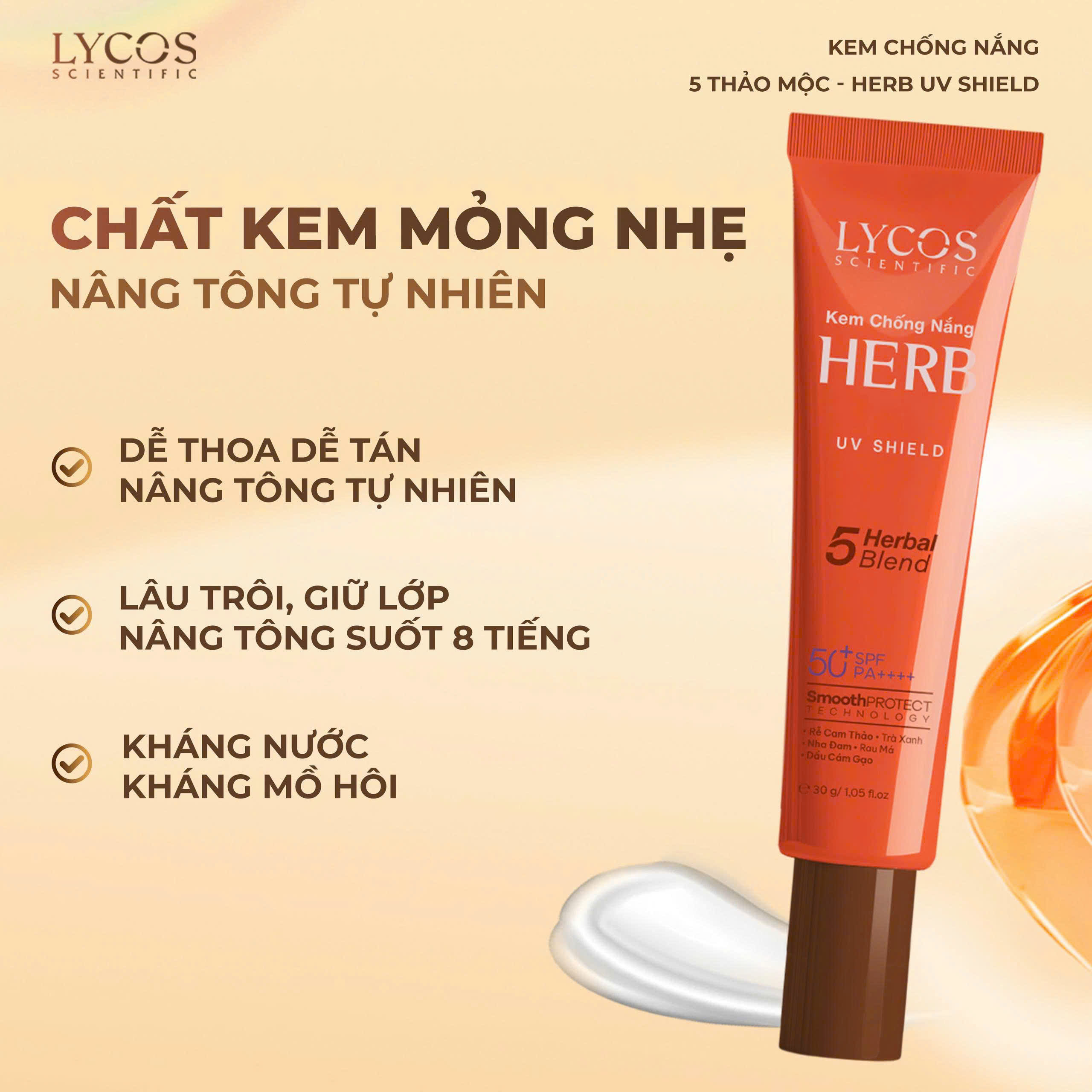 Kem Chống Nắng Herb Lycos SPF50+ PA++++ – Giải Pháp Bảo Vệ Da Và Nâng Tông Tự Nhiên Mỗi Ngày