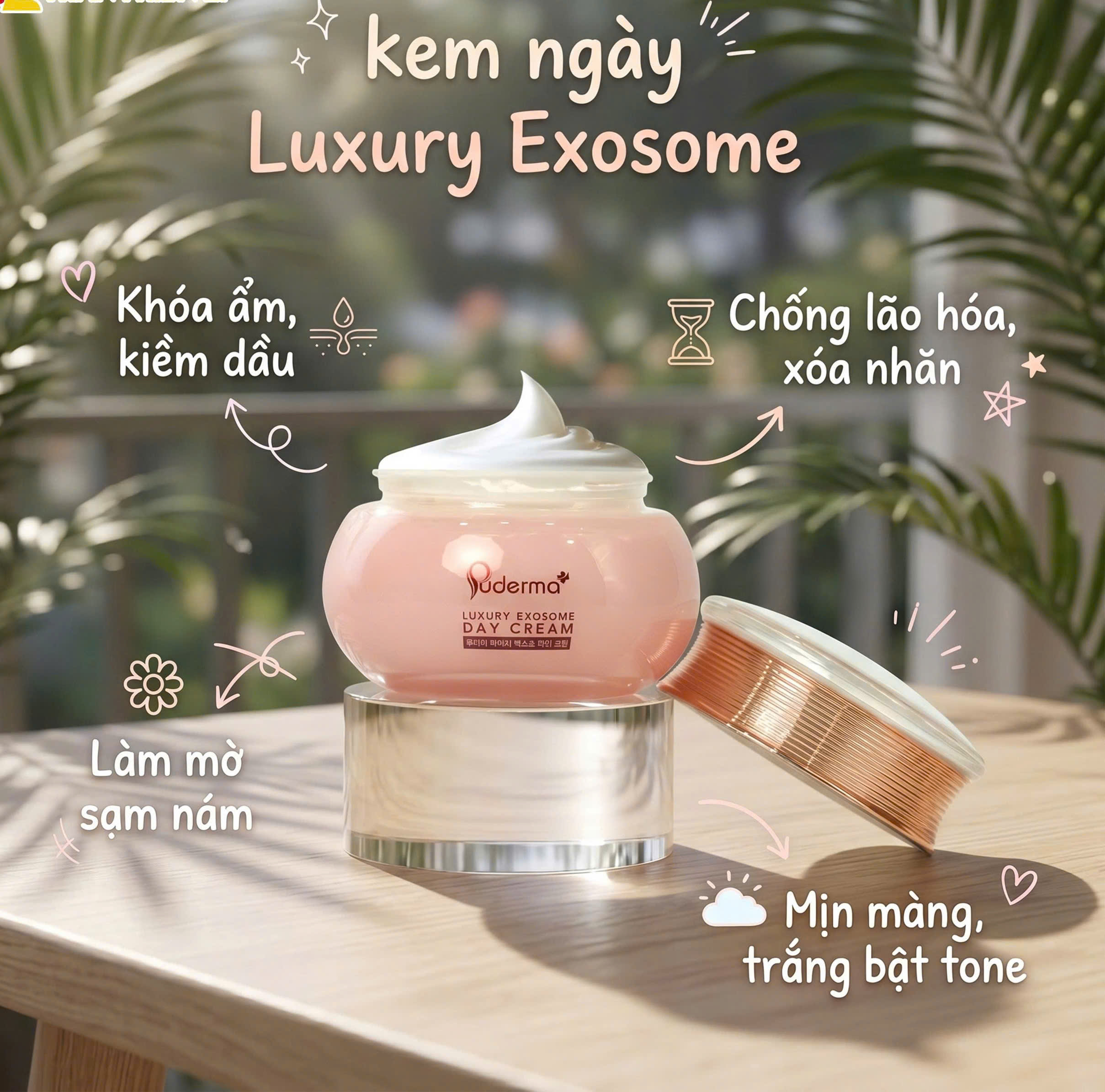 Kem Ngày Luxury Exosome Puderma – Giải Pháp Dưỡng Ẩm Giúp Da Căng Bóng, Mịn Màng Tự Nhiên