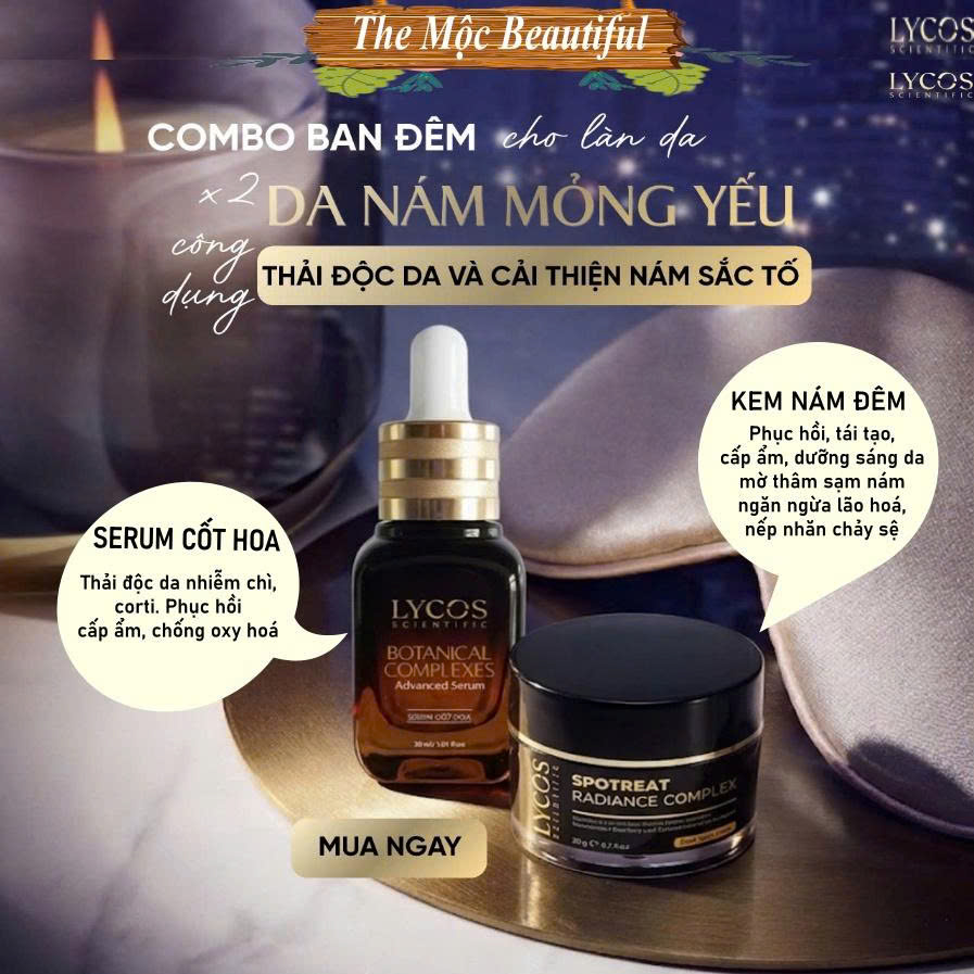 Combo Ban Đêm Cho Da Nám Mỏng Yếu Lycos – Hỗ Trợ Thải Độc, Phục Hồi Và Cải Thiện Sắc Tố Da