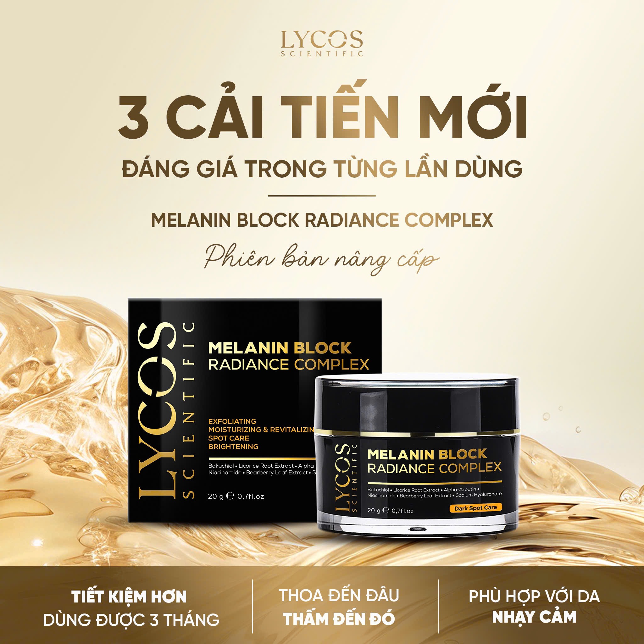 Combo 4 Sáng Da Mờ Nám Lycos: Peel Da Lycos + Kem Nám Lycos + Dưỡng ẩm Lycos + Kem Chống nắng Lycos