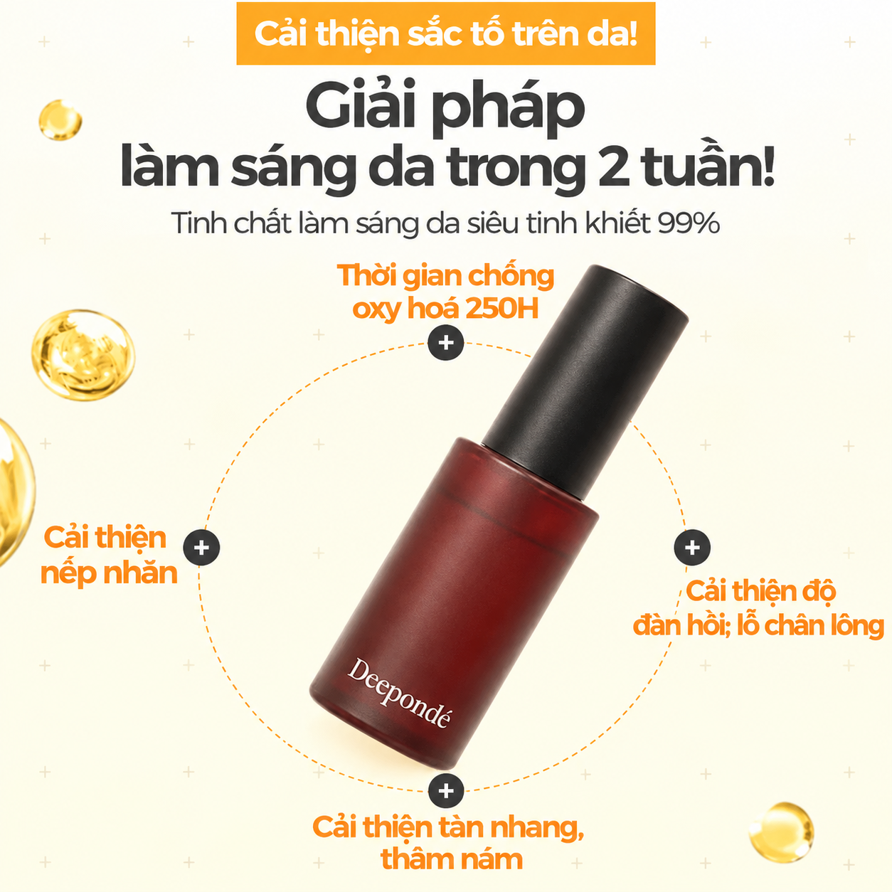 Bộ 2 Dưỡng Trắng Phục Hồi Trẻ Hóa, Thu Nhỏ LCL Deepondé Glutathione Cream + Serum Ampoule Deeponde
