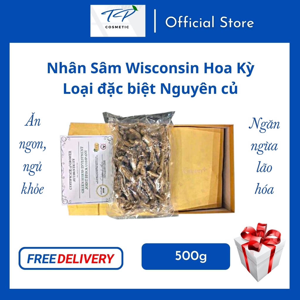 [Chính hãng] Nhân Sâm Wisconsin Hoa Kỳ (Sâm Mỹ), Loại đặc biệt 6 tuổi – Nguyên Củ 500g: Tăng Sức Đề Kháng, Bồi Bổ Cơ Thể
