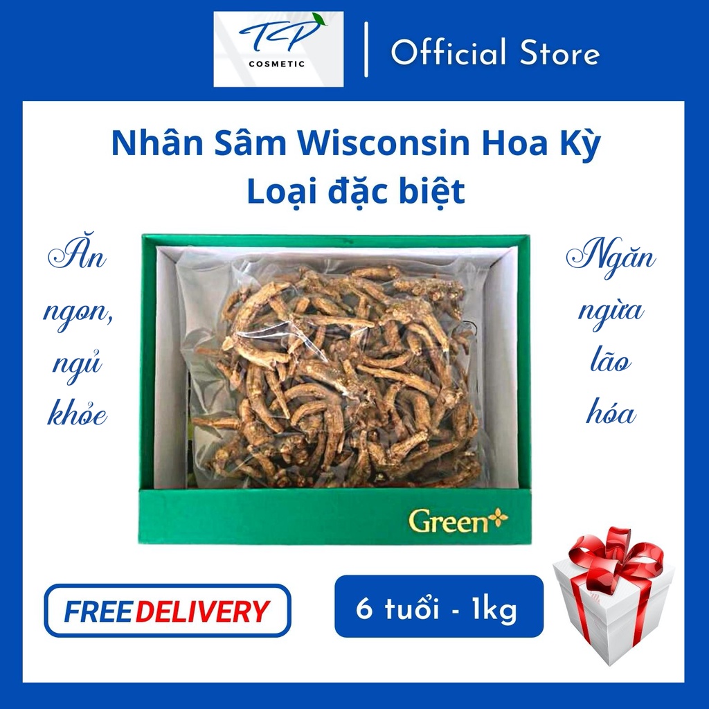 [Chính hãng] Nhân Sâm Wisconsin Hoa Kỳ (Sâm Mỹ), Loại đặc biệt 6 tuổi – Nguyên Củ 1kg: Tăng Sức Đề Kháng, Bồi Bổ Cơ Thể