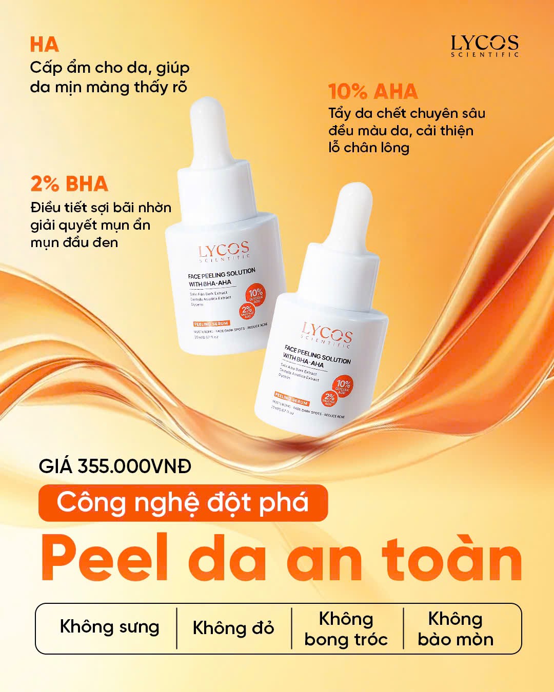 Combo Sáng Da Mờ Nám Lycos : Tinh chất Peel Da Lycos + Kem Nám Đêm Lycos - Xóa nhăn, nám tàn nhang