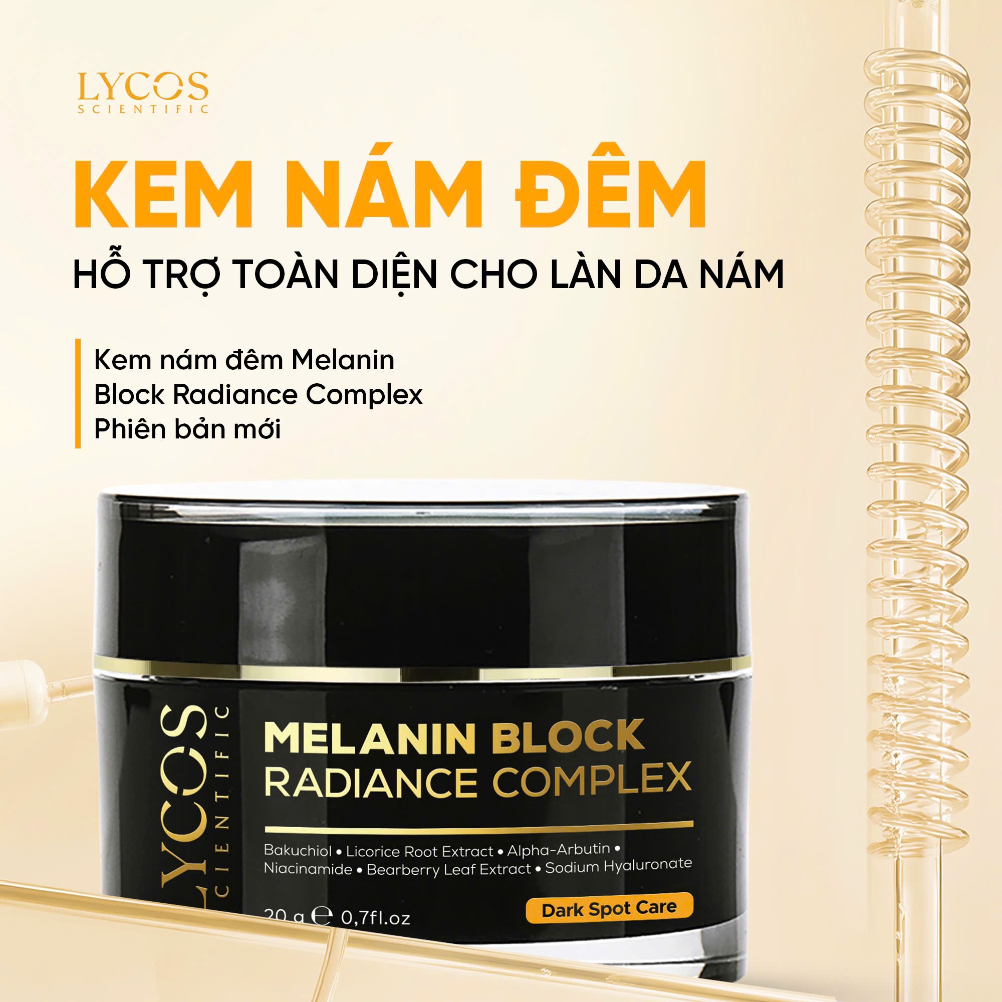 Combo Sáng Da Mờ Nám Lycos : Tinh chất Peel Da Lycos + Kem Nám Đêm Lycos - Xóa nhăn, nám tàn nhang