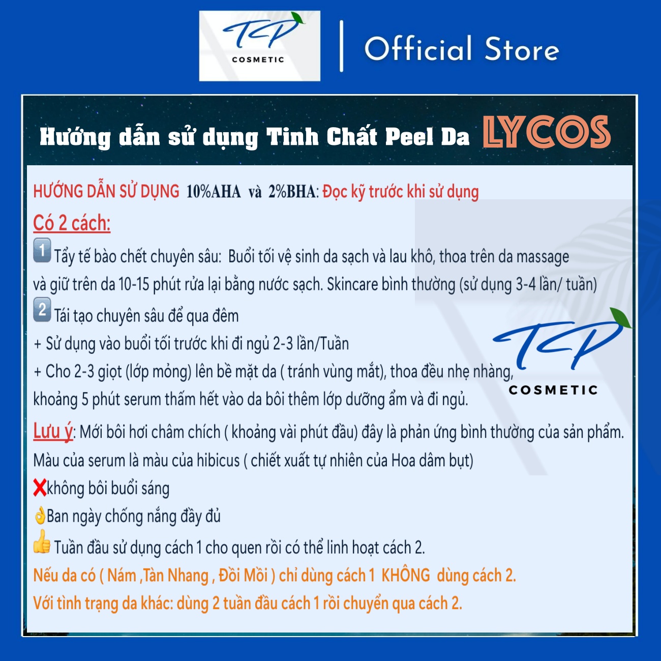 Tinh chất Peel Da Sinh Học Lycos - Lycos Face Peeling solution 10%AHA và 2%BHA : không bong tróc, lột tẩy