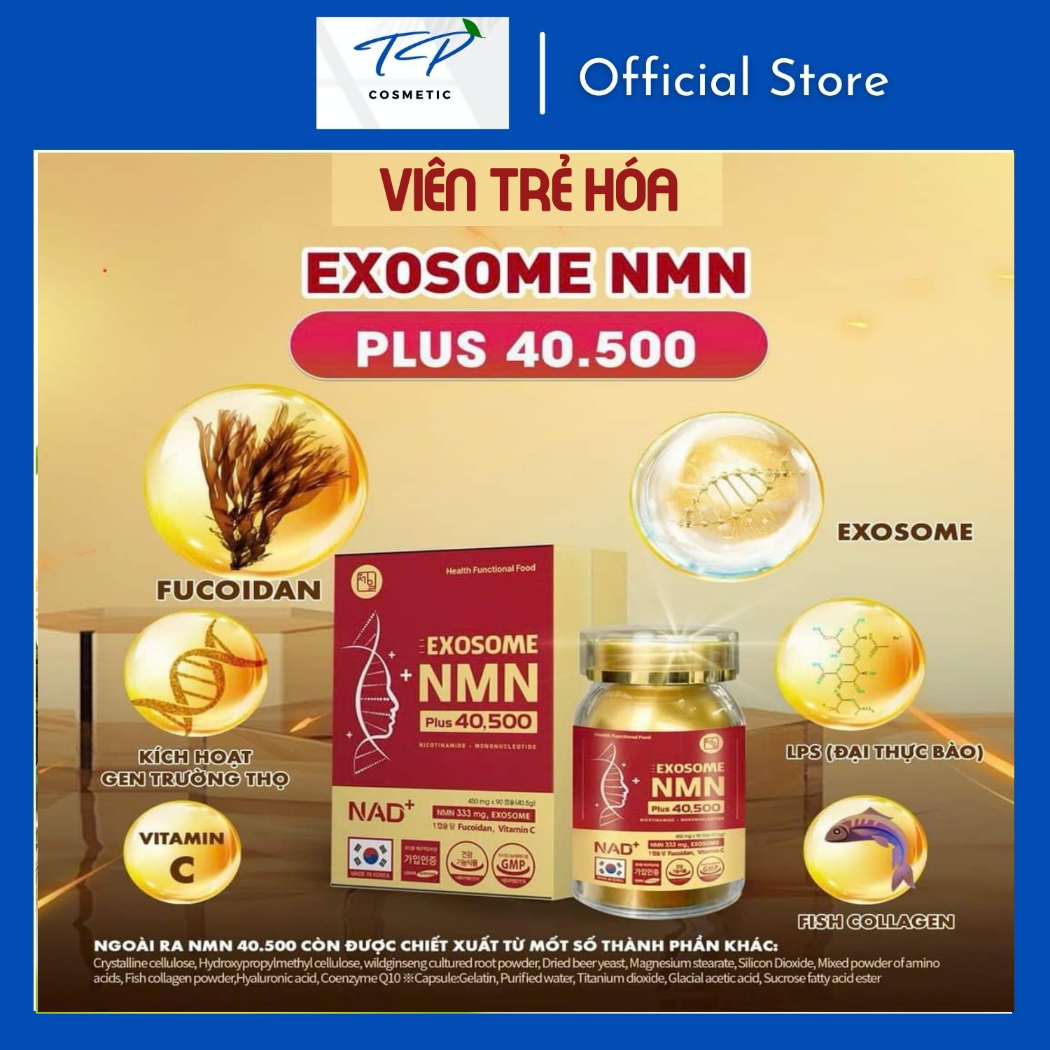 Viên Uống NMN Exosome 40500 Plus Jeil Royal – Tái Tạo Tế Bào Gốc, Trẻ Hóa, Mờ Nám, Chống Lão Hóa