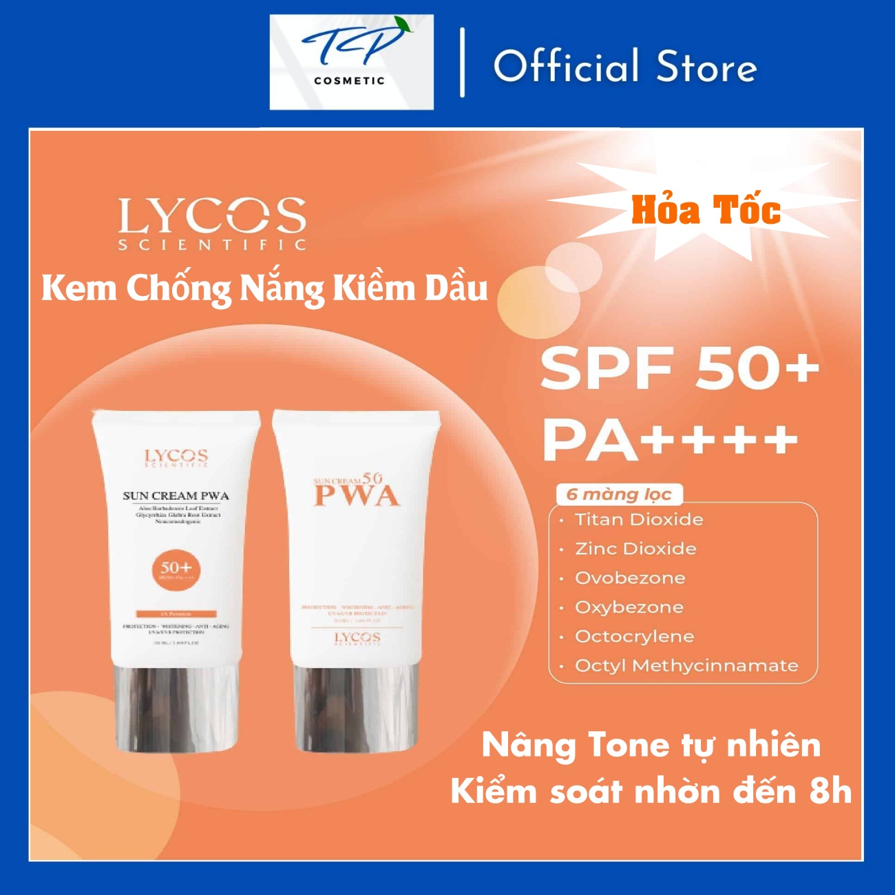 Kem Chống Nắng Kiểm Soát Dầu Lycos PWA ngừa mụn SPF 50+ PA ++++ kiểm soát bóng nhờn hiệu quả