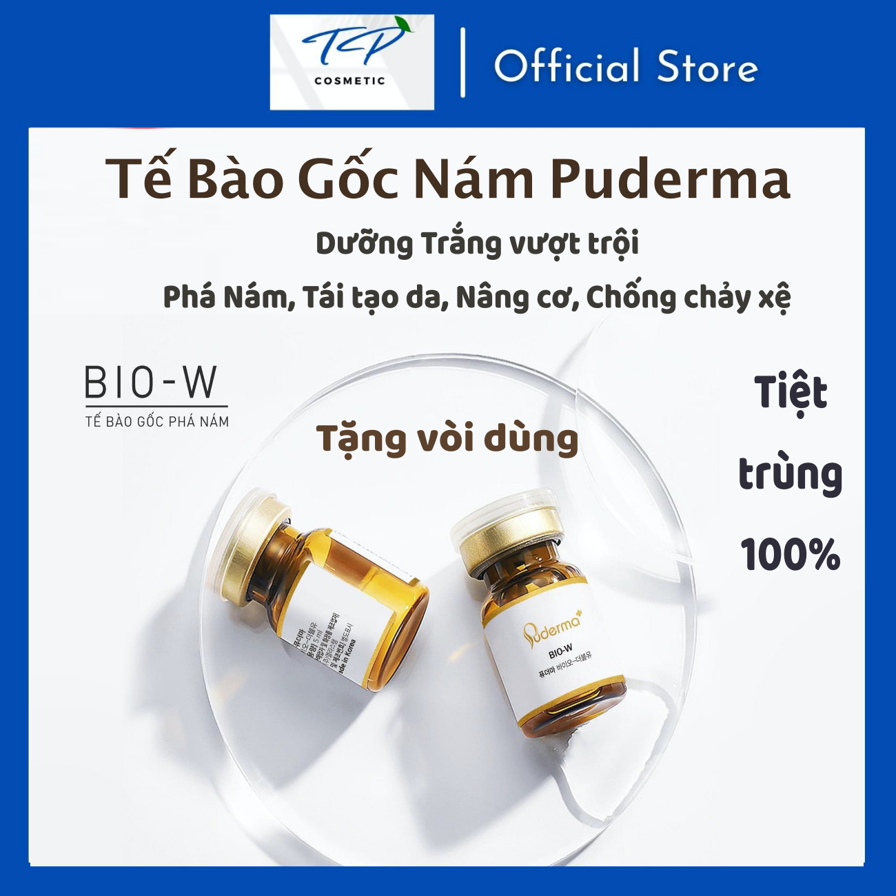Tế Bào Gốc PUDERMA PHÁ NÁM Bio W: Làm mờ vết nám, tàn nhang, đồi mồi, vết thâm, tái tạo da..