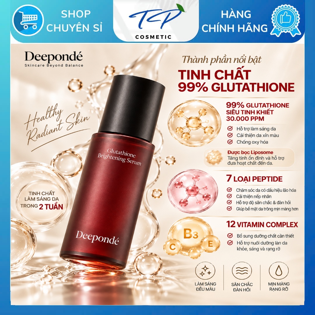 Serum Dưỡng Sáng Mờ Thâm Phục Hồi Trẻ Hoá, Thu nhỏ LCL Deepondé Glutathione Toning Ampoule Deeponde 30ml.