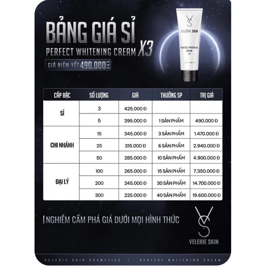 [Chính hãng] Kem Trị Thâm Mông Velerie Skin Perfect Whitening Cream x3. Hiệu quả gấp 3, đảm bảo chất lượng cho cả 6 vùng trên cơ thể