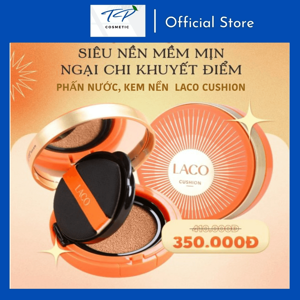 [Chính hãng] Kem Nền LACO CUSHION: Siêu mịn, che khuyết điểm cực hiệu quả, chống nắng tốt, thách thức tàn nhang, đồi mồi