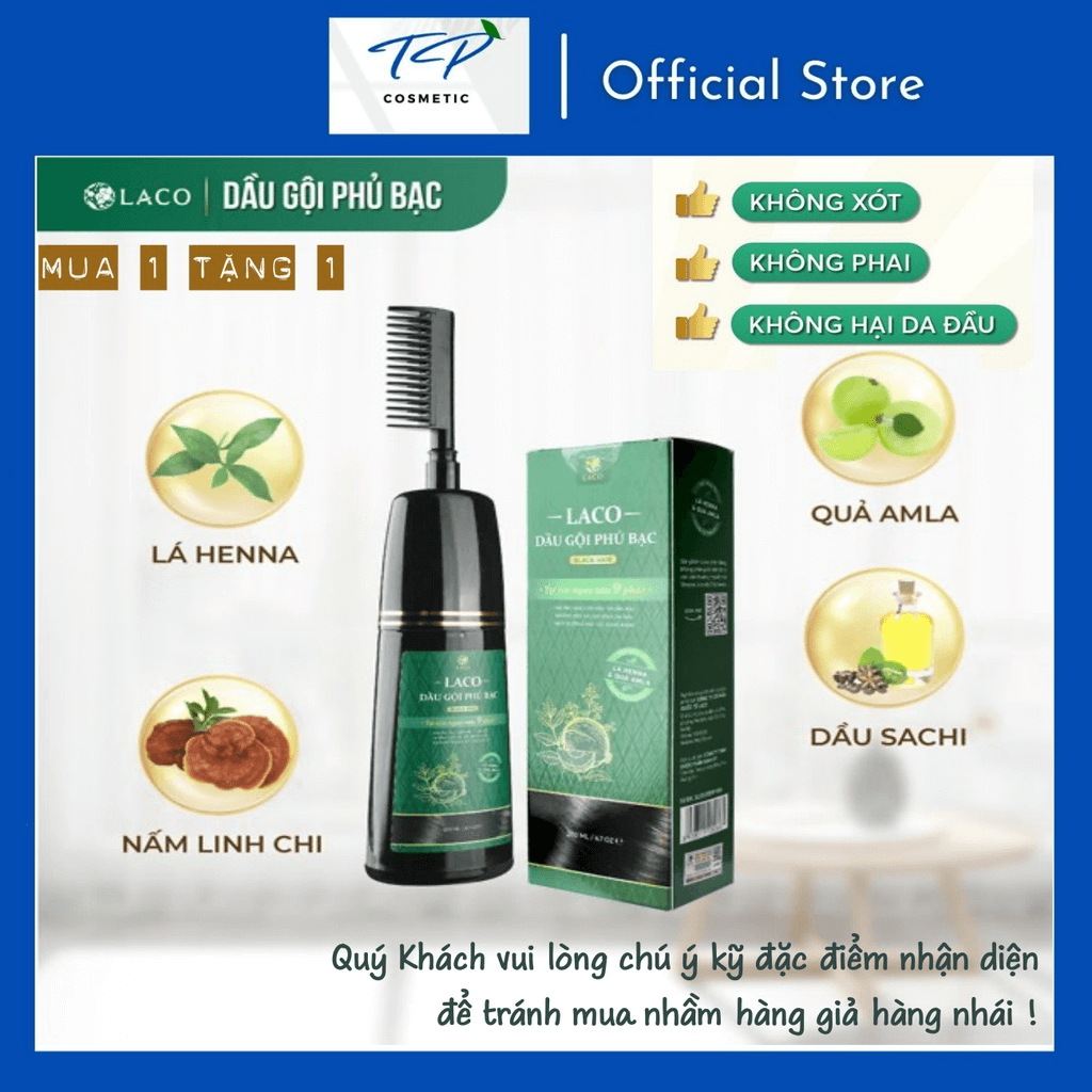 [Chính hãng] Dầu Gội Phủ Bạc Thảo Dược Laco Black Hair 200ml + Bộ Dụng Cụ: Gội Là Đen, Nhuộm Tóc Tự Tin Chỉ Sau 9 Phút.