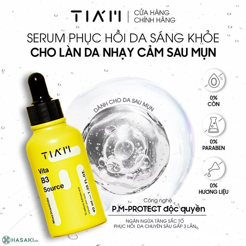 [Nhập chính ngạch] TIAM Tinh Chất Dưỡng Trắng Da, Phục Hồi Sau Mụn TIAM Vita B3 Source Serum 40ml