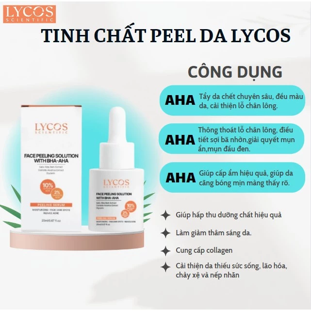 Combo 3 - Sáng Da Mờ Nám Lycos : Tinh chất Peel Da Lycos + Kem Nám Đêm Lycos + Dưỡng ẩm Lycos